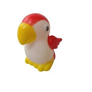 Red White Yellow Parrot Bath Toy Vinyl Squeeze Bird Figure